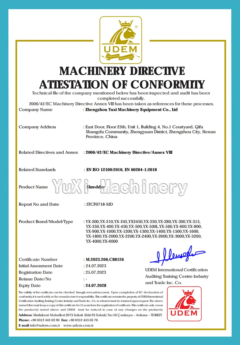 Yuxi Certificate